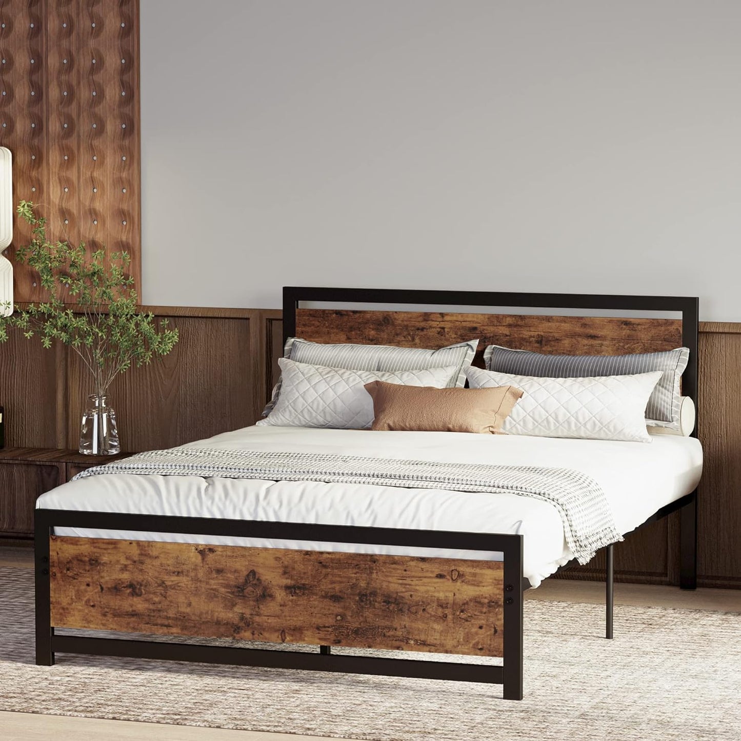 IRONCK Full Bed Frame with Headboard and Footboard