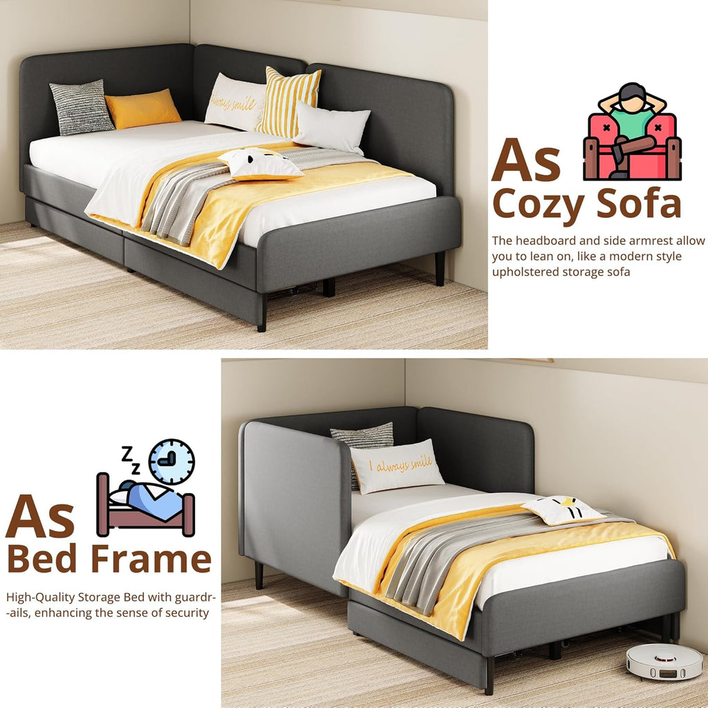 LIKIMIO Adjustable Bed Rails Corner Bed 