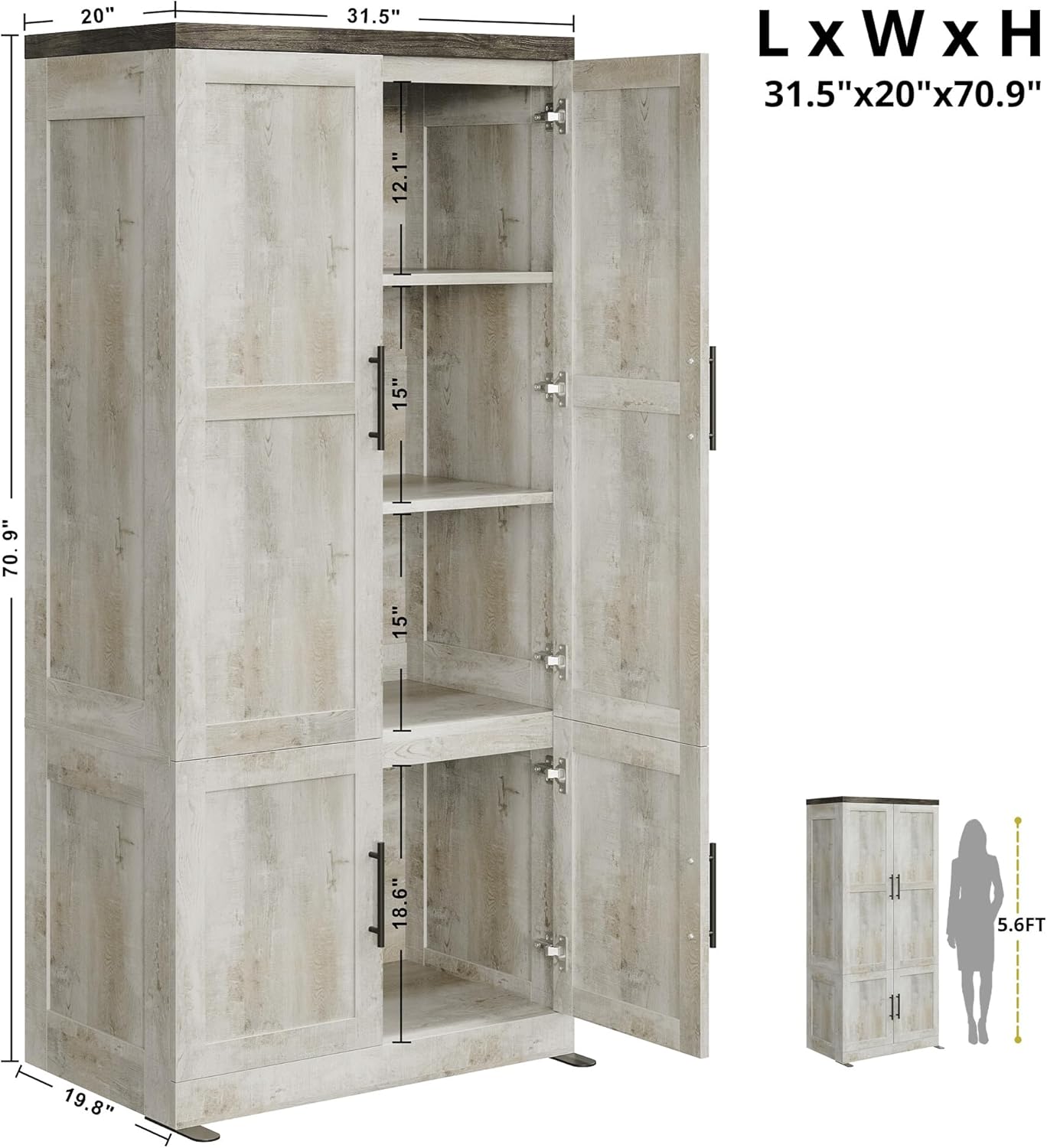 LIKIMIO Farmhouse Wardrobe Closet（70.9”）