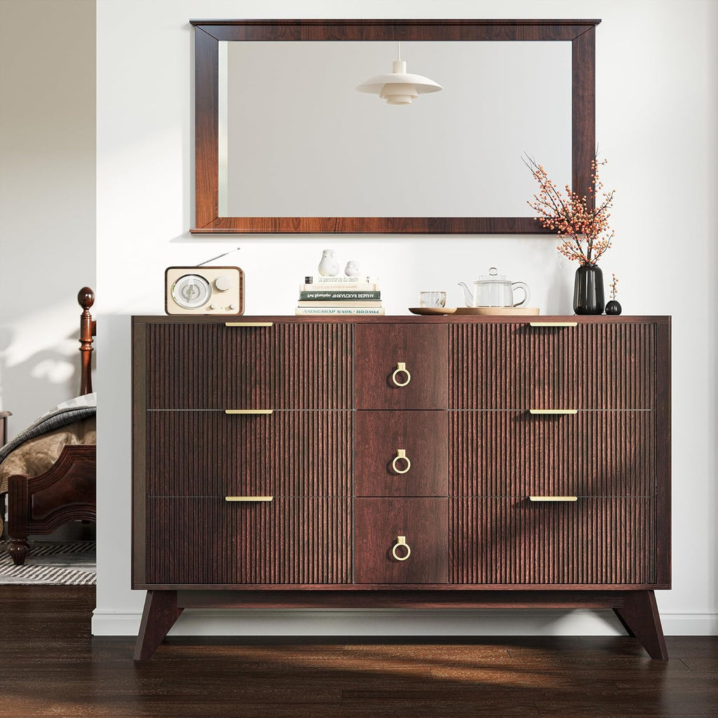 LIKIMIO Walnut 9-Drawers Dresser (55")
