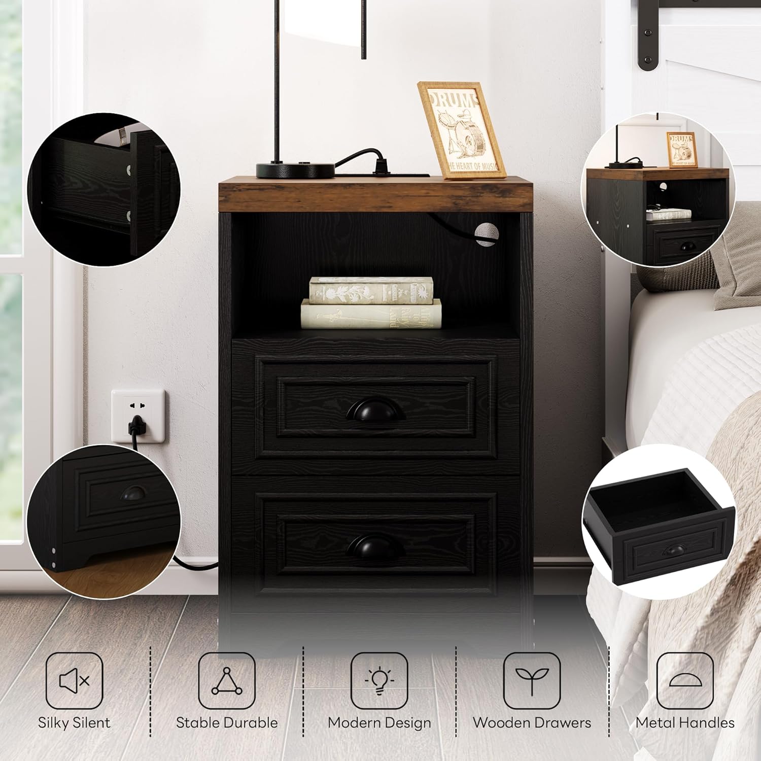 LIKIMIO Farmhouse End Table