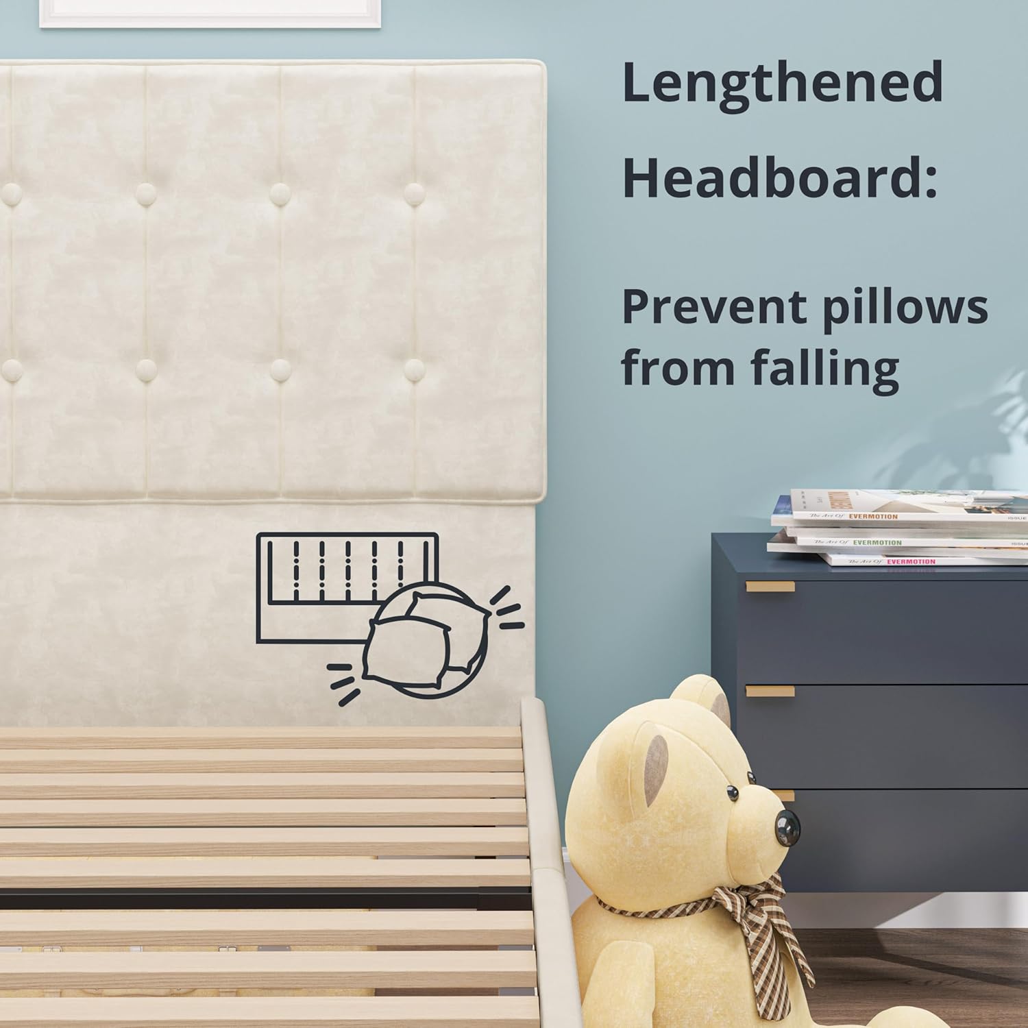 LIKIMIO Velvet Single Bed Frame