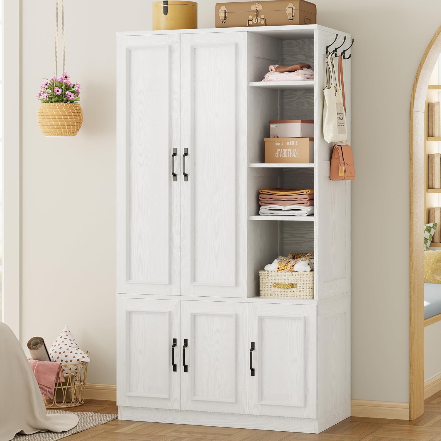 LIKIMIO Armoire Wooden Wardrobe Closet (70")