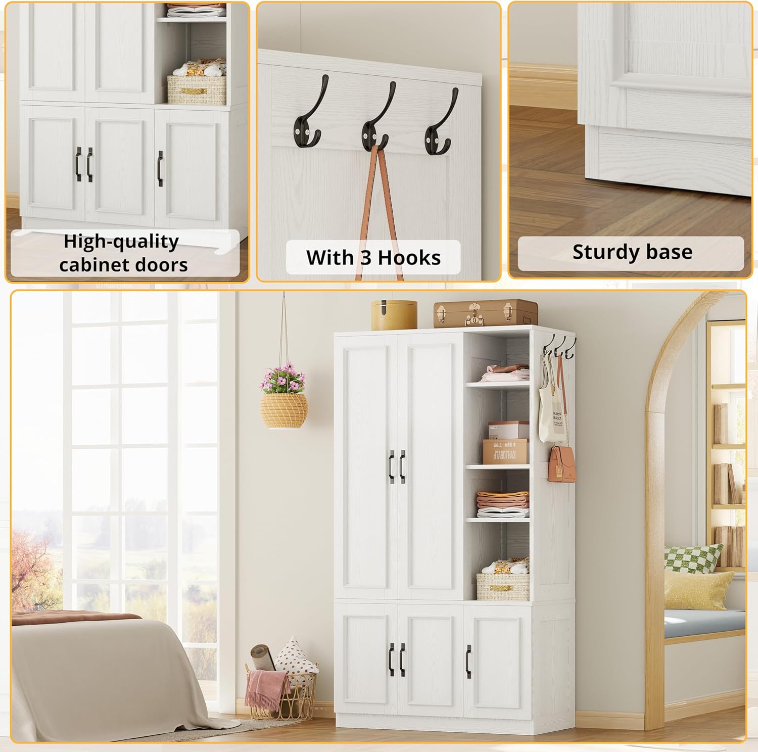 LIKIMIO Armoire Wooden Wardrobe Closet (70")