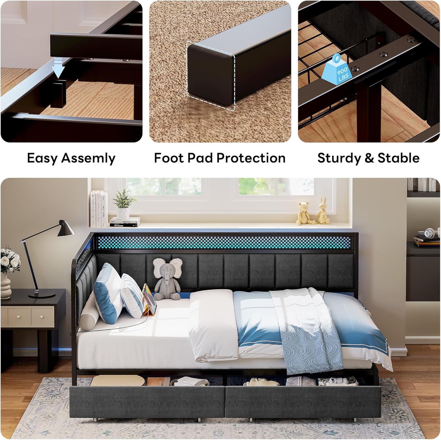 LIKIMIO Leather Corner Bed