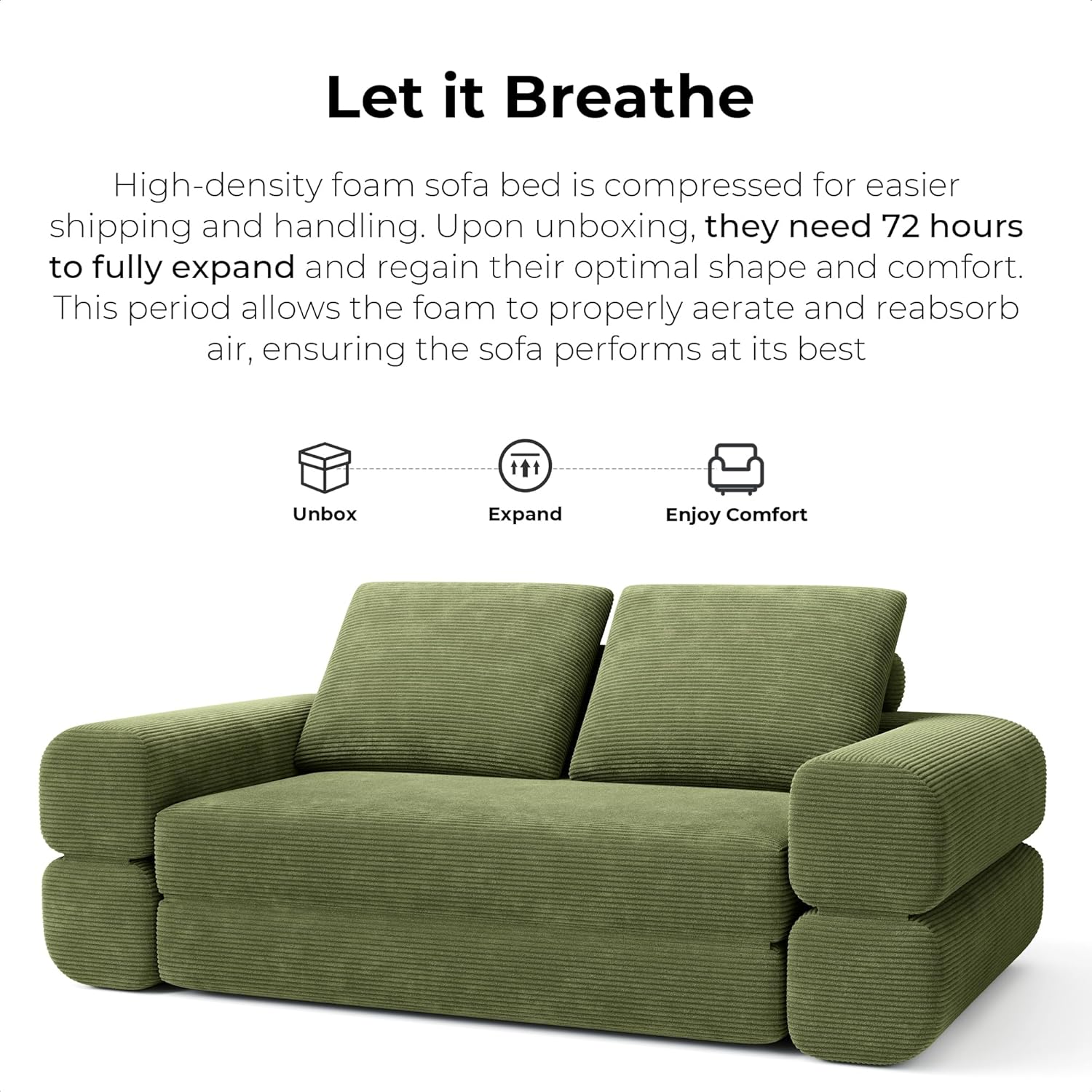 LIKIMIO 3-in-1 Convertible Sofa Bed & Foldable Mattress