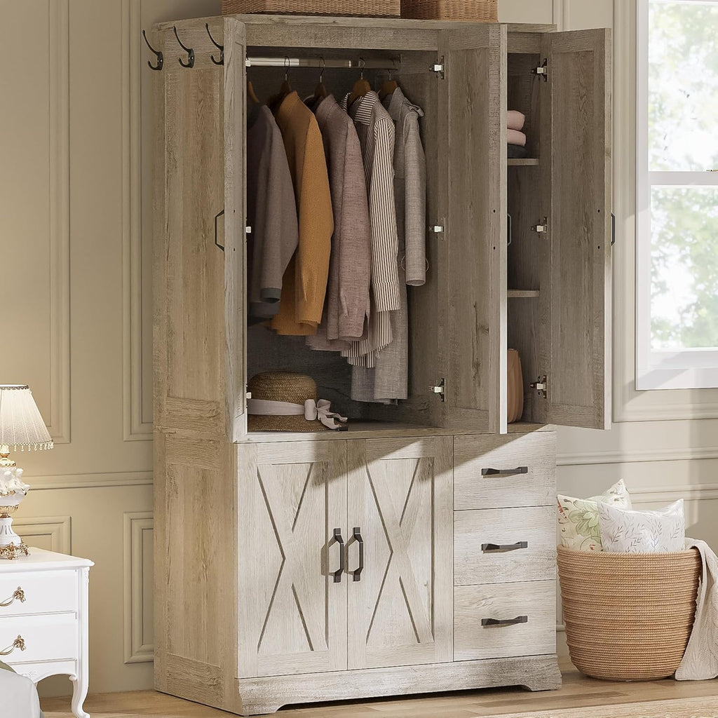 LIKIMIO X-Shaped Barn Door Closet（38”）