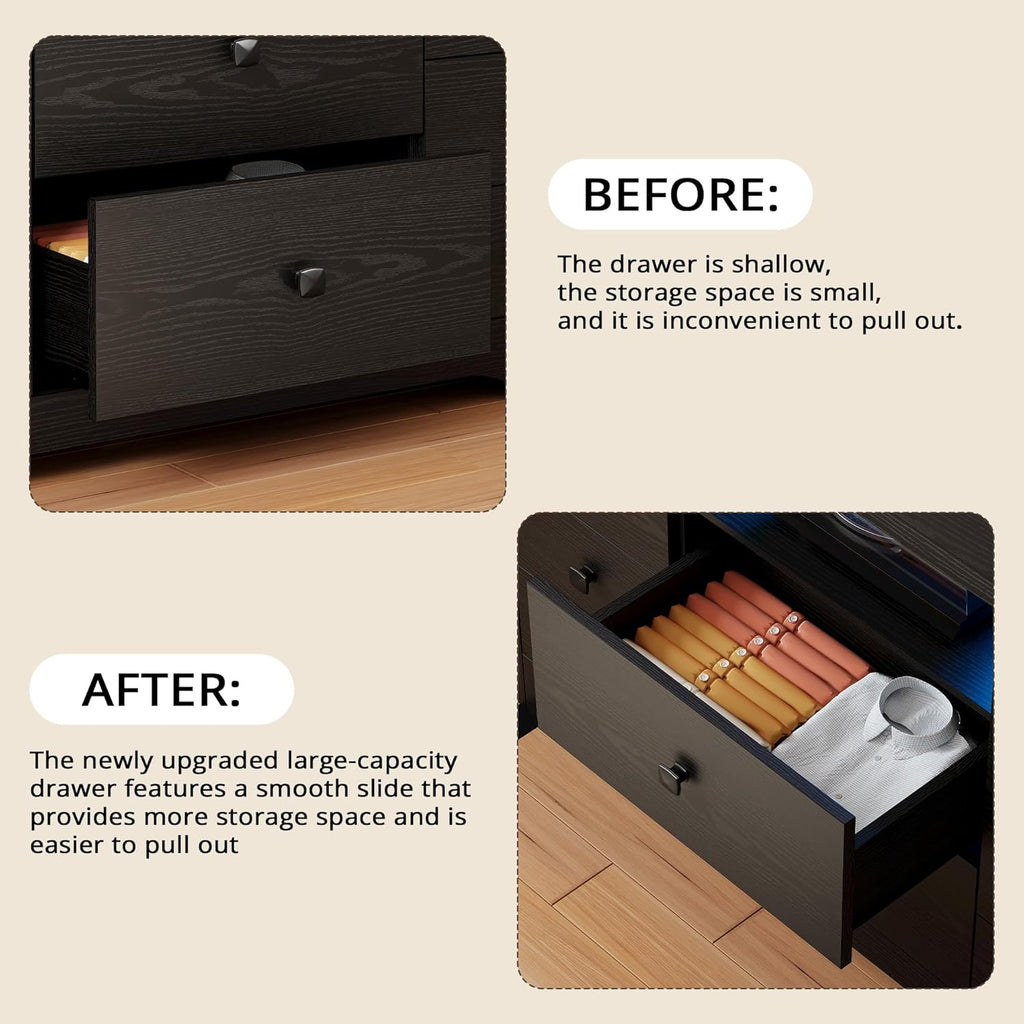 LIKIMIO Fabric Side Pocket & Wooden 10-Drawers Dresser