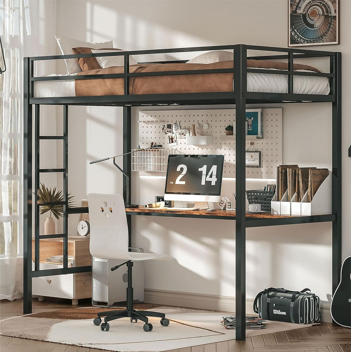 Twin Size Loft Bed with Desk