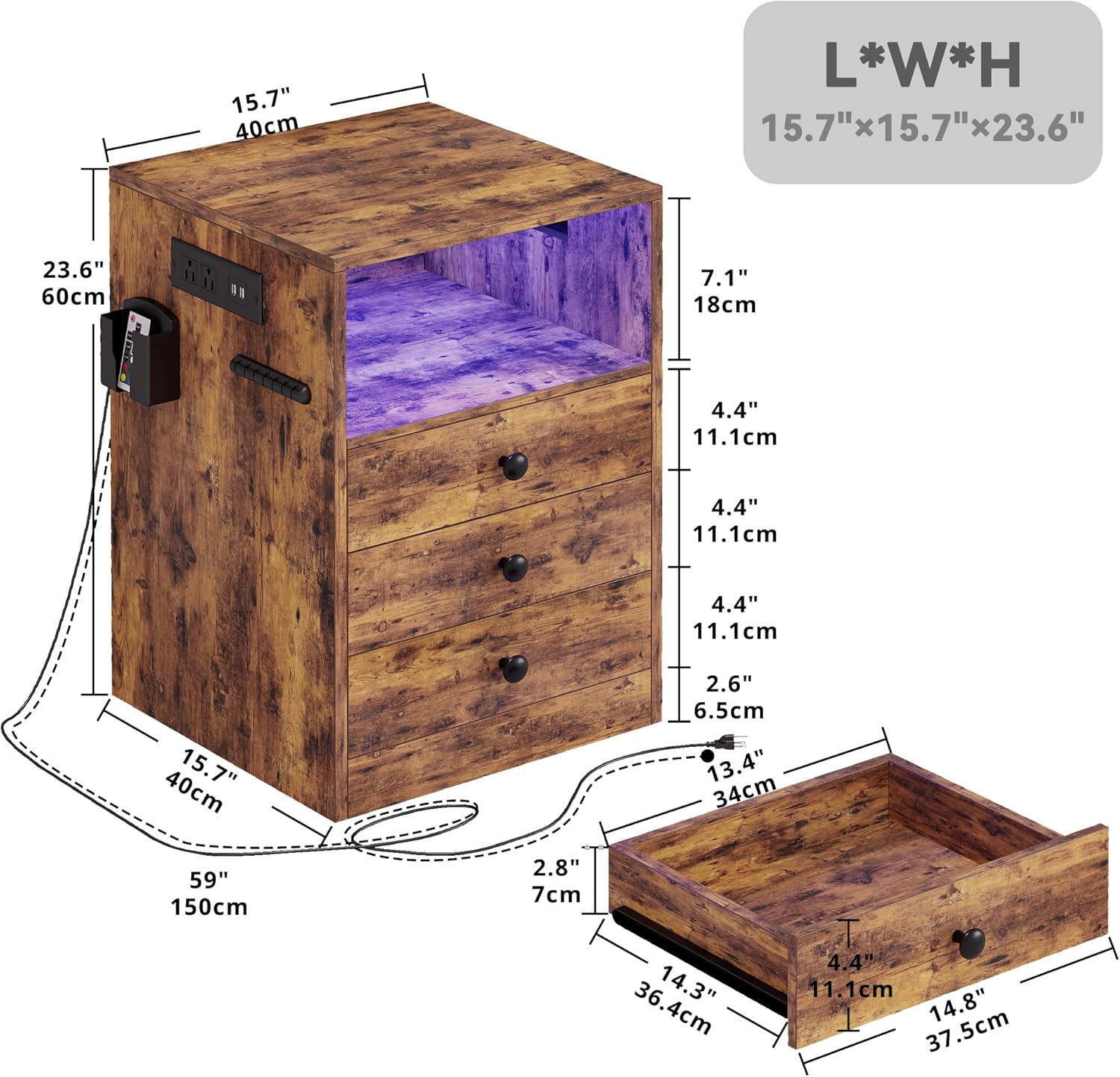 LIKIMIO Retro LED Nightstand