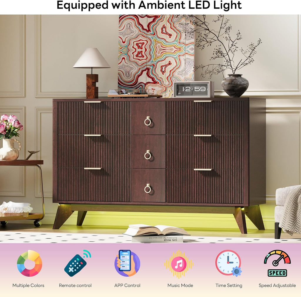 LIKIMIO Walnut 9-Drawers Dresser (55")