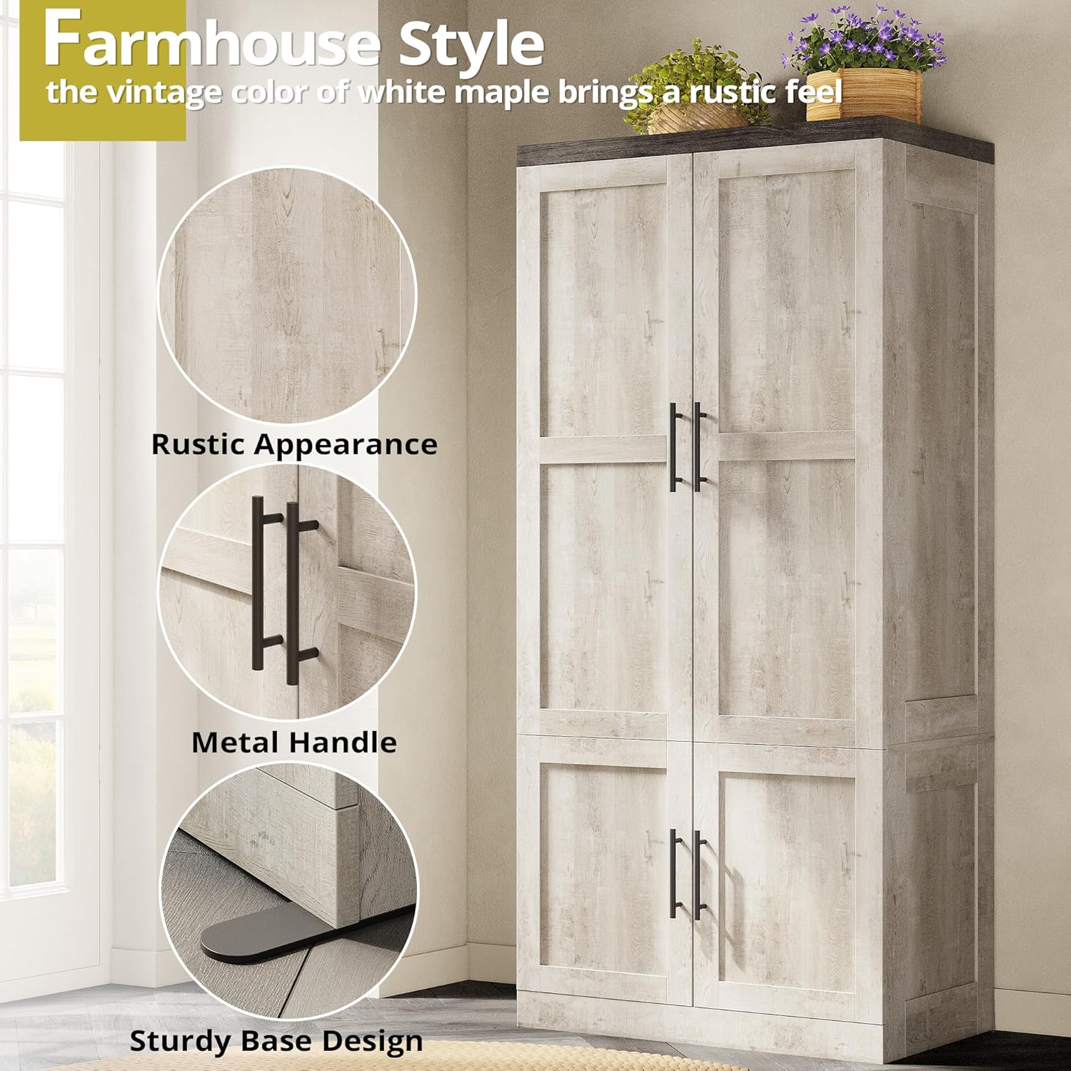 LIKIMIO Farmhouse Wardrobe Closet（70.9”）