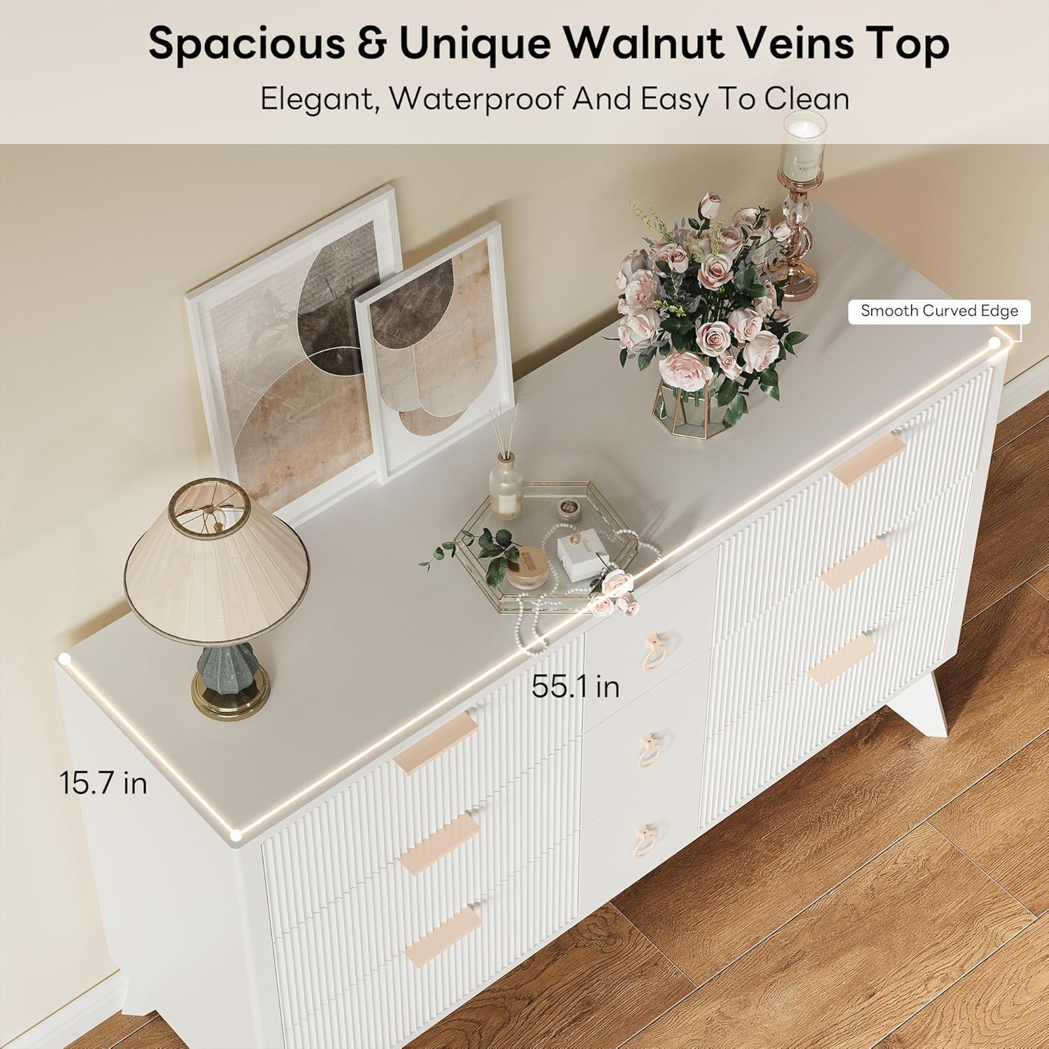 LIKIMIO Walnut 9-Drawers Dresser (55")
