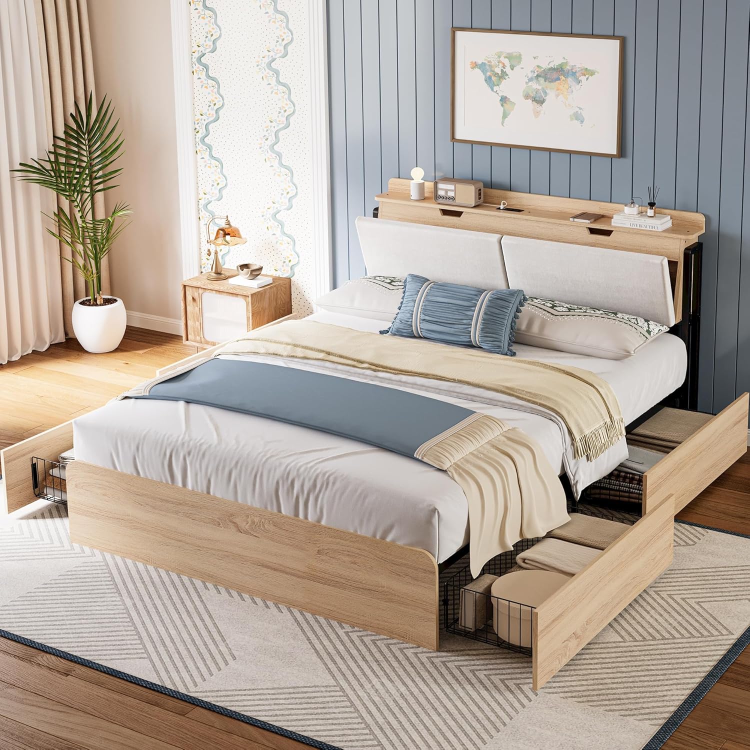 LIKIMIO Camas Hidden Storage Bed Frame