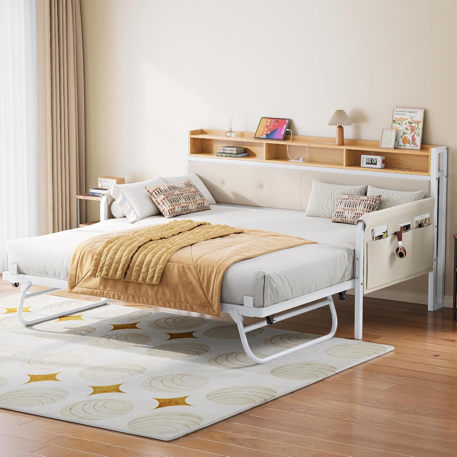 LIKIMIO Storage Sofa Bed on Casters