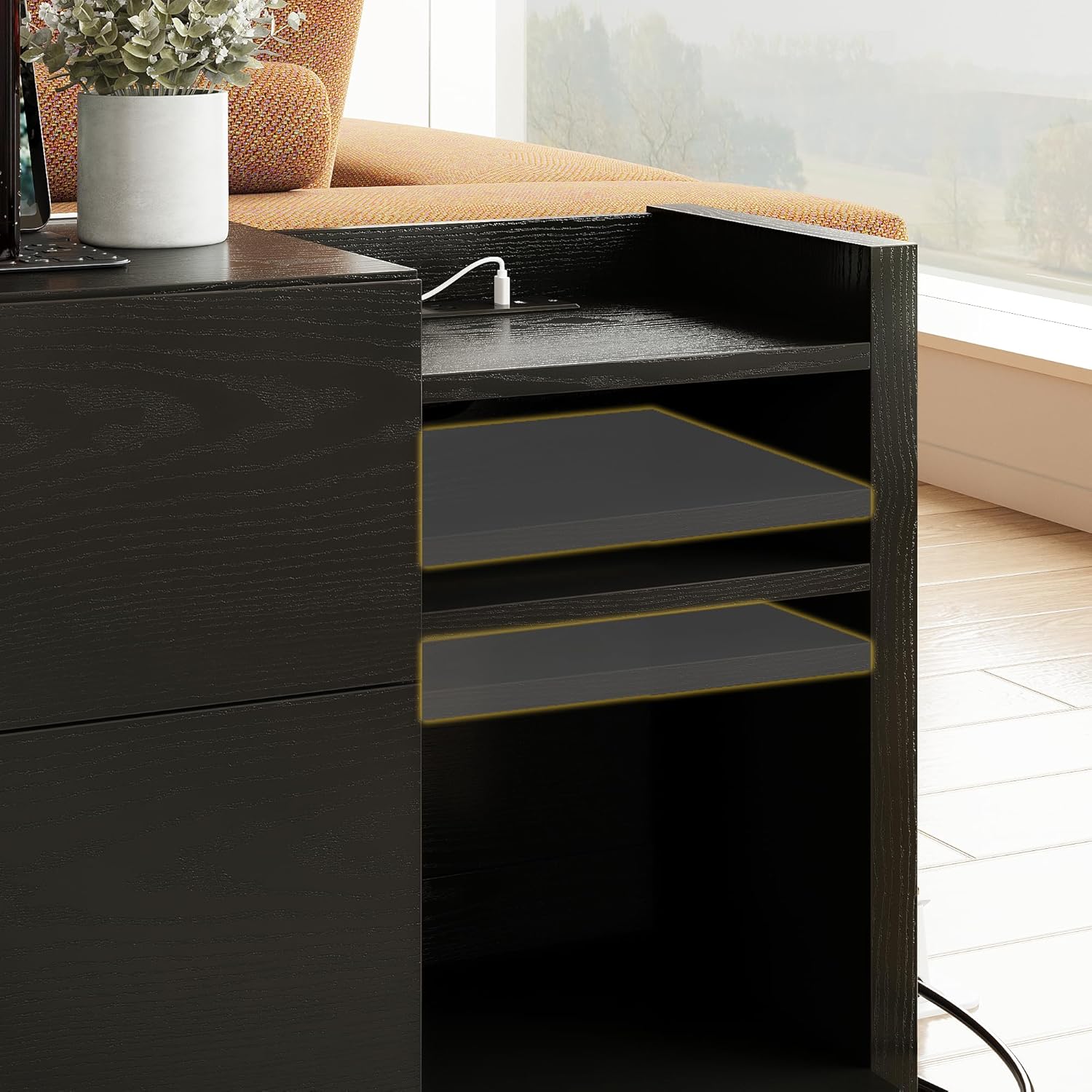 LIKIMIO Wooden Charging Station Nightstand
