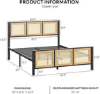 LIKIMIO Queen Bed Frame with Headboard, Wood Camas Queen with Strong Metal Slats Support