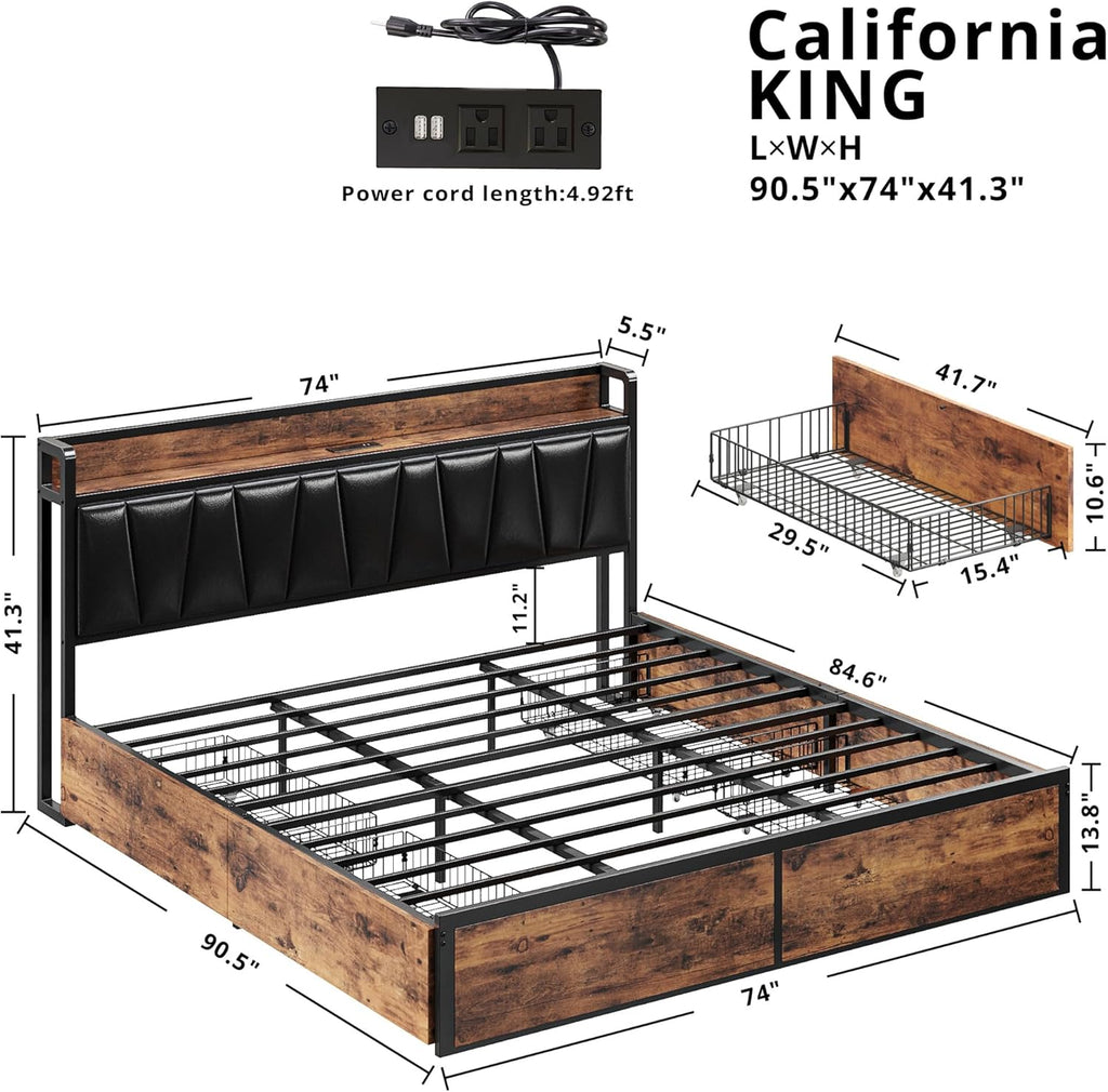 LIKIMIO Storage & Charging Board Bed Frame