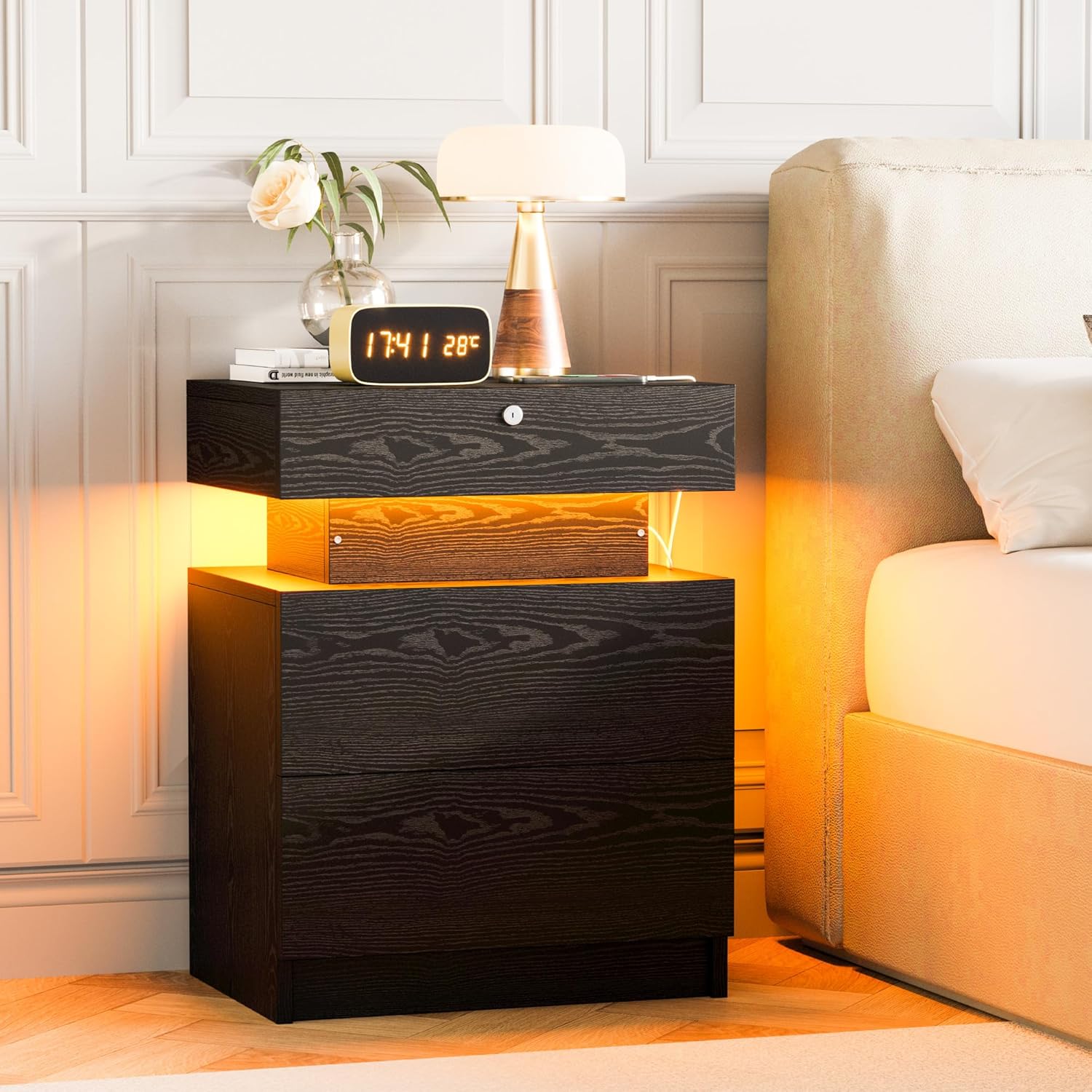 LIKIMIO Nightstand with Lock