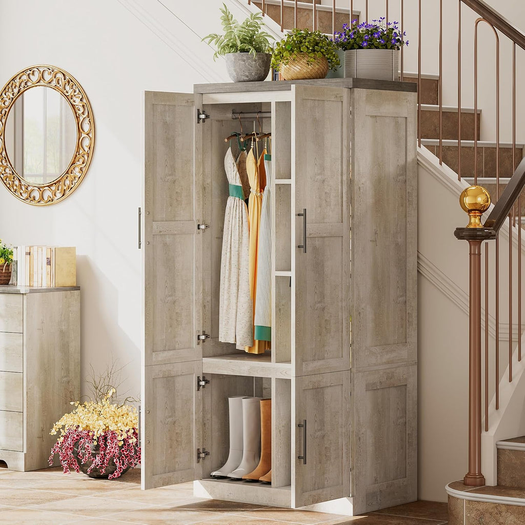 LIKIMIO 70.9” Farmhouse Wardrobe Closet