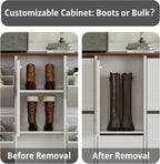LIKIMIO Flip-Top Drawer & Hidden Stool Shoe Cabinet (63")