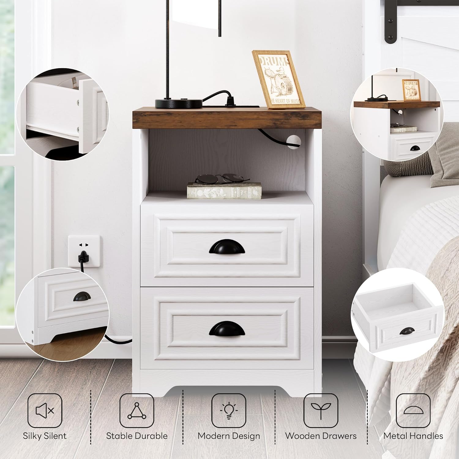 LIKIMIO Farmhouse End Table