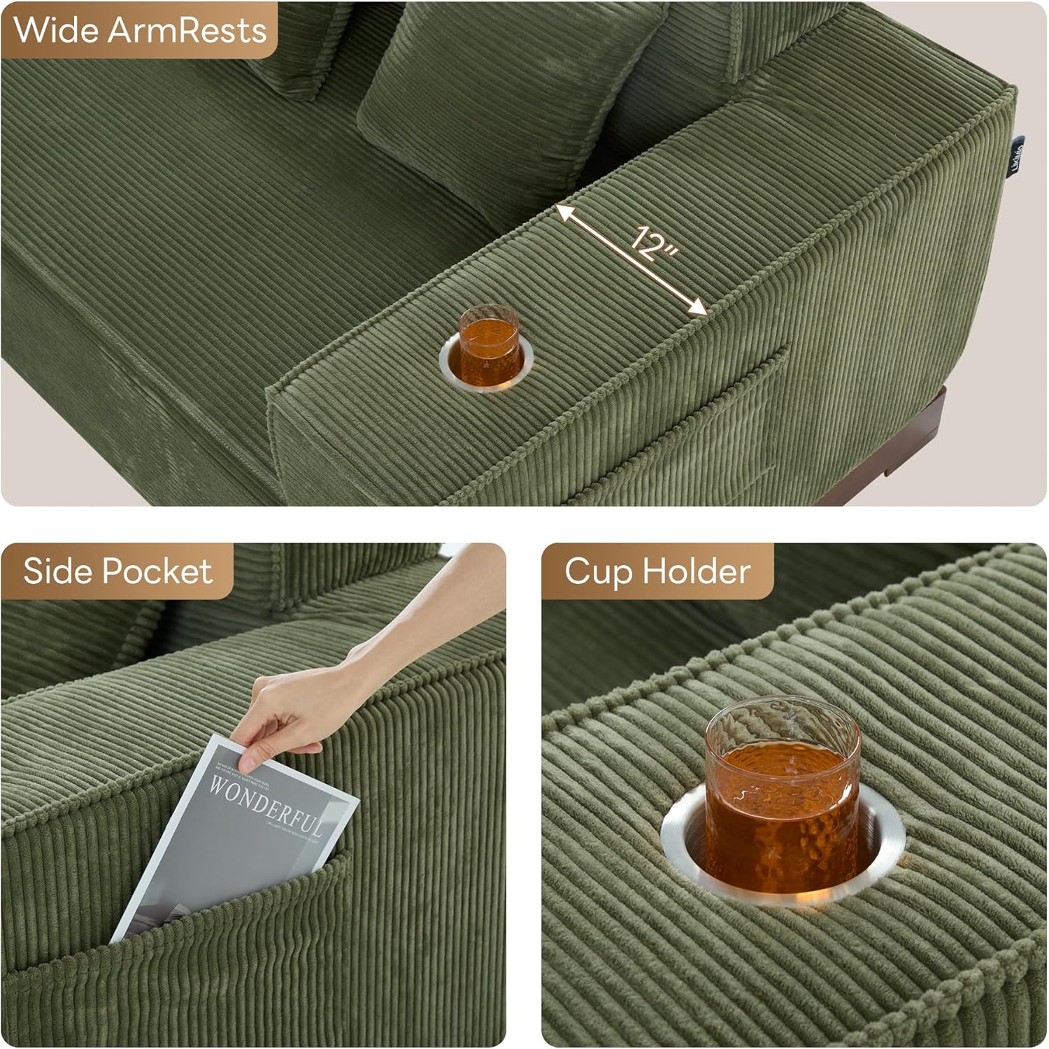 LIKIMIO L-Shaped Cloud Boneless Sofa（110“）