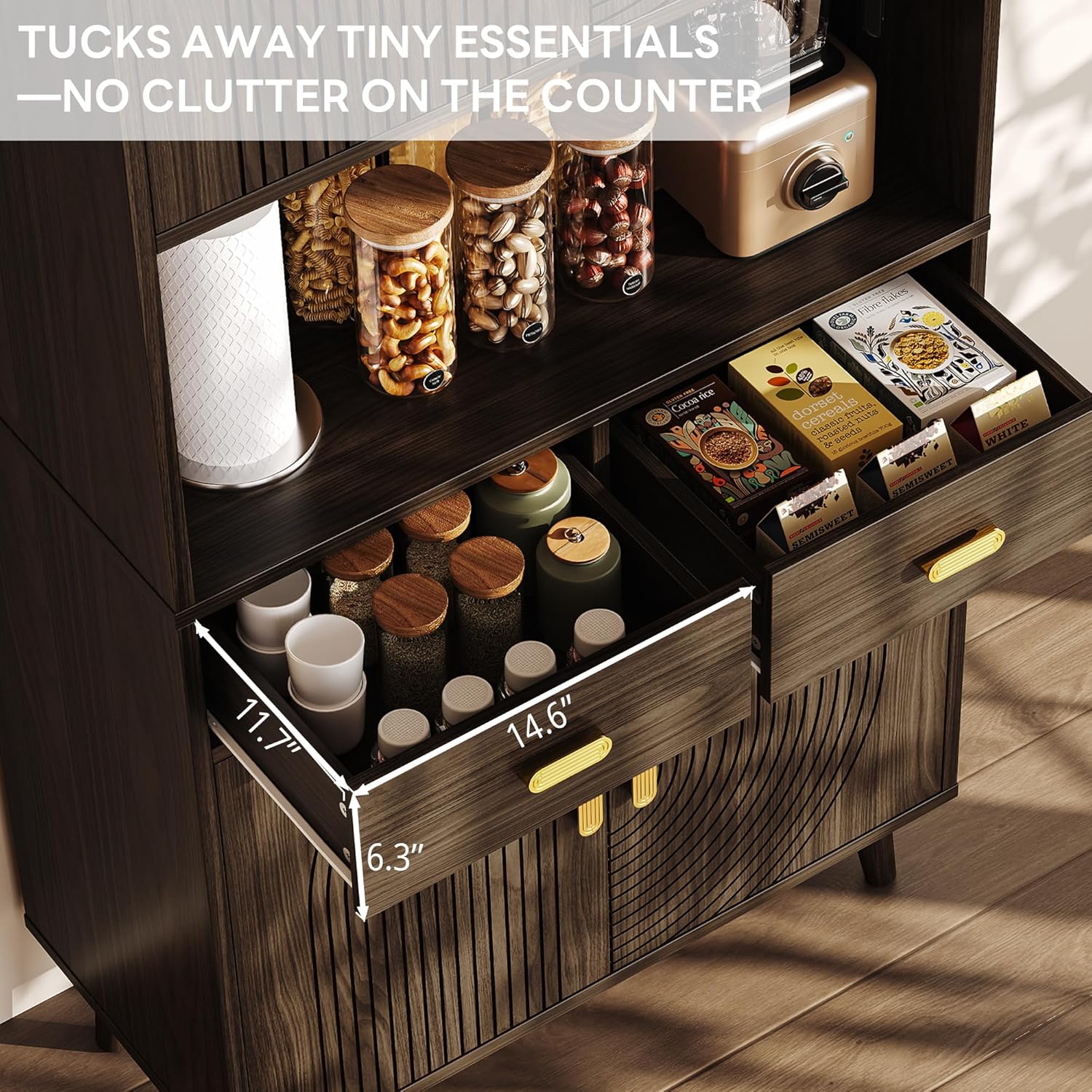 LIKIMIO Adjustable Shelves Pantry Cabinet