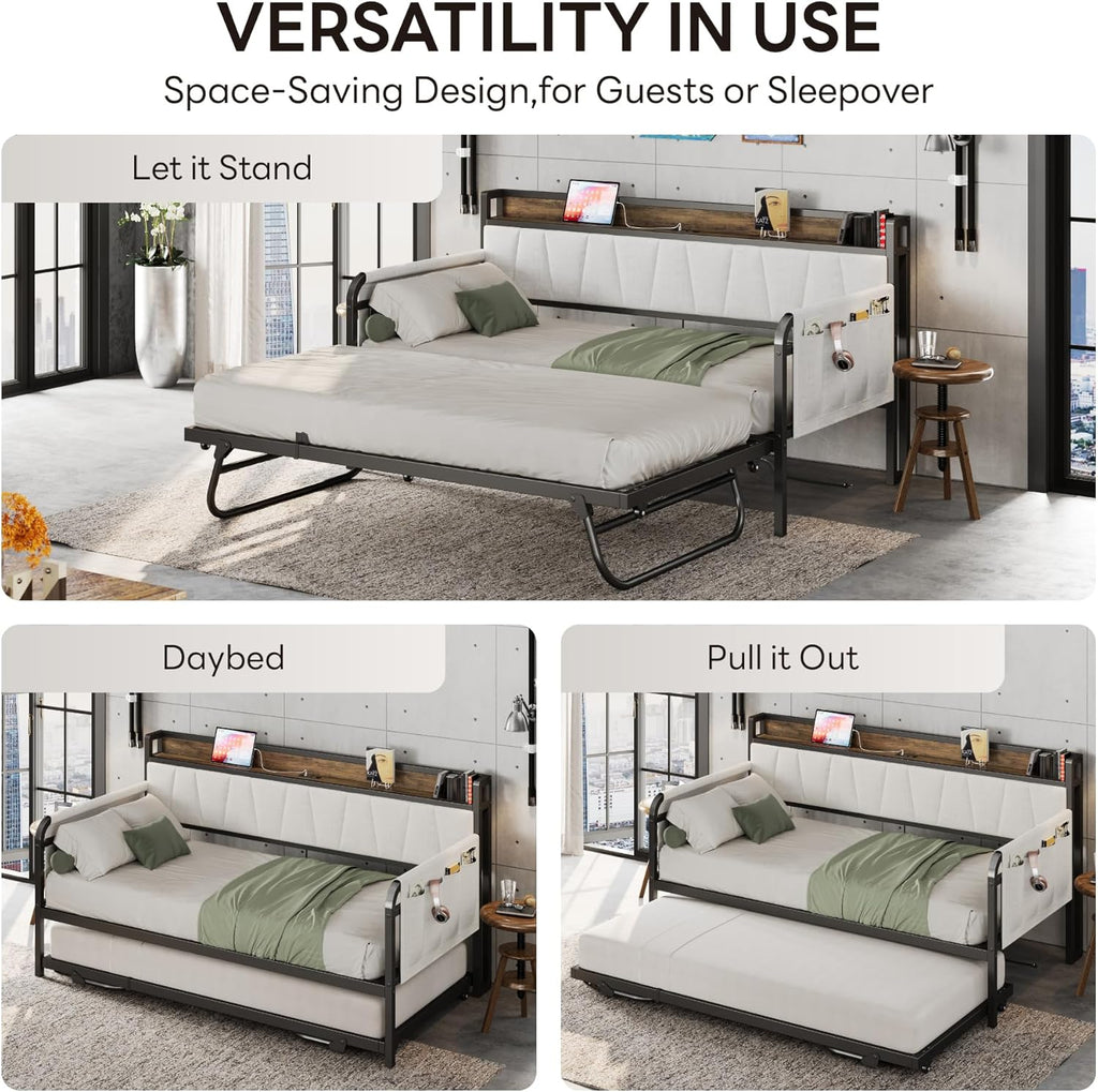 LIKIMIO Storage Trundle Sofa Bed