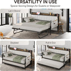 LIKIMIO Storage Trundle Sofa Bed