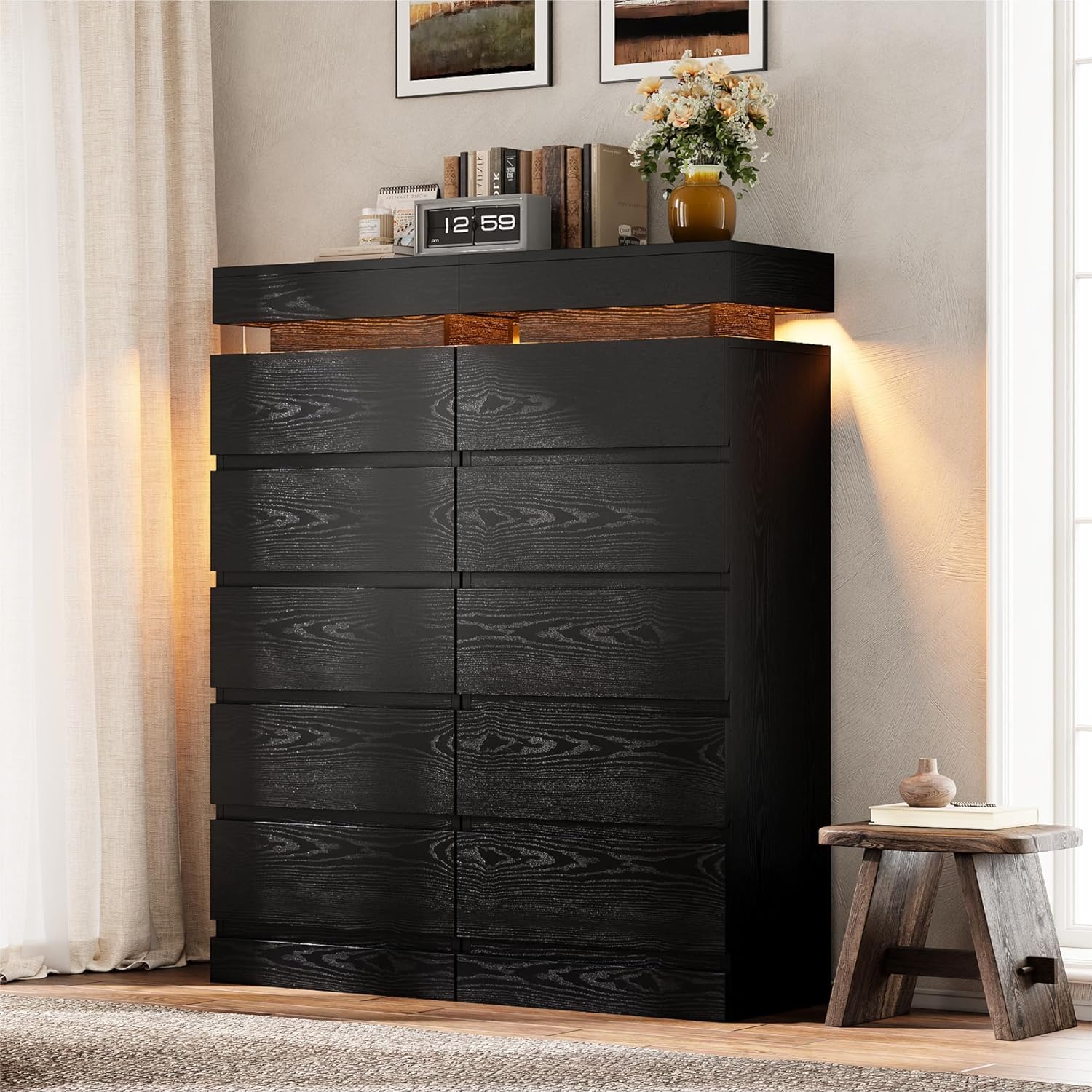 LIKIMIO Wooden 5 Drawer Tallboy (54")
