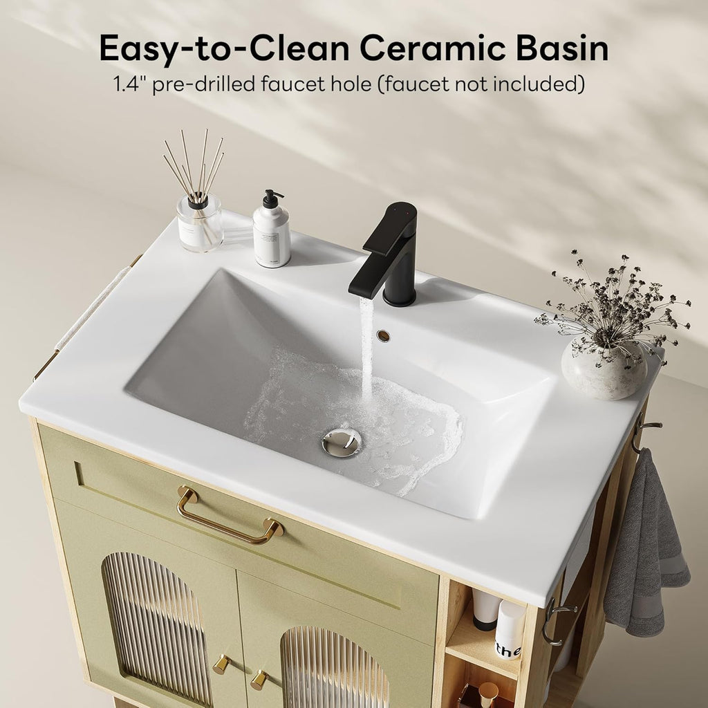 LIKIMIO 30 inch Bathroom Vanity with Sink, Bathroom Vanities Cabinet with Ceramic Sink