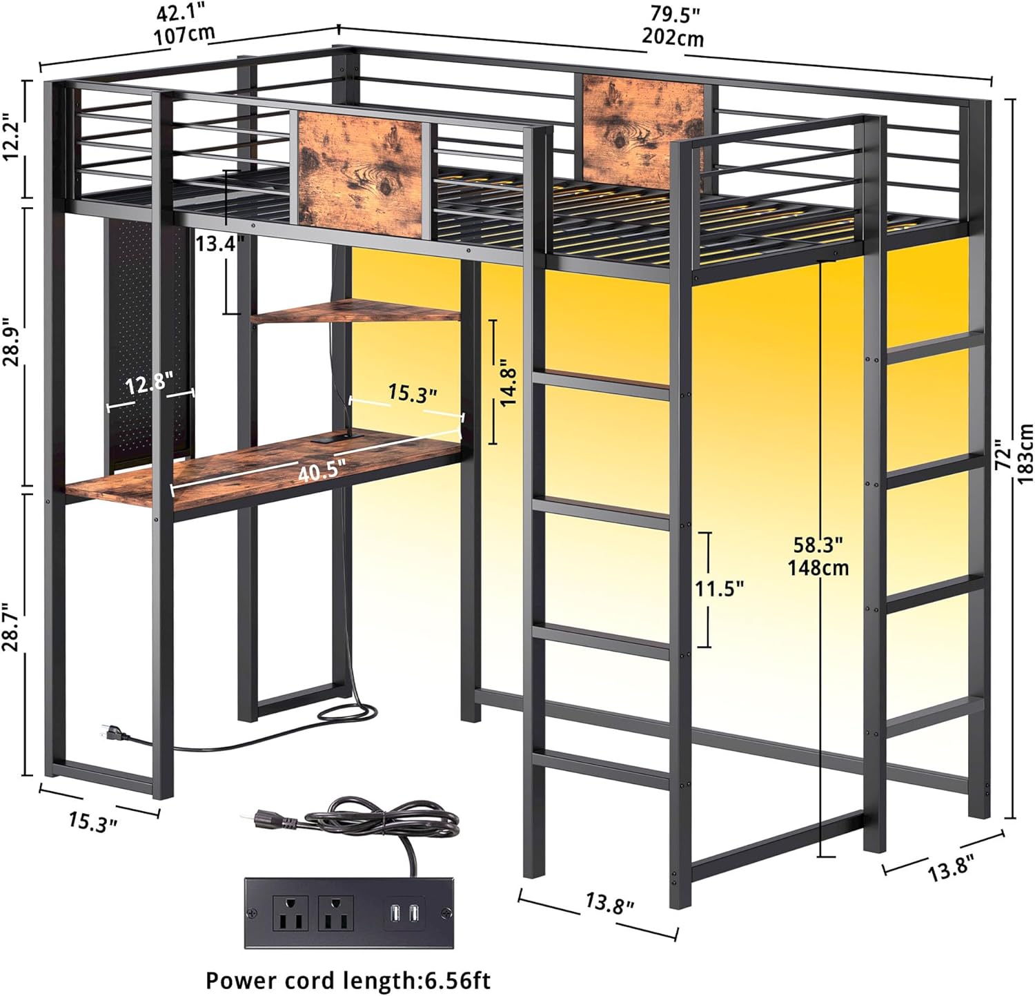 LIKIMIO Loft Bunk Bed Frame