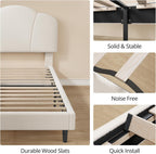 LIKIMIO Upholstered Twin Beds with Lamb Velvet 800LBS Sturdy, white