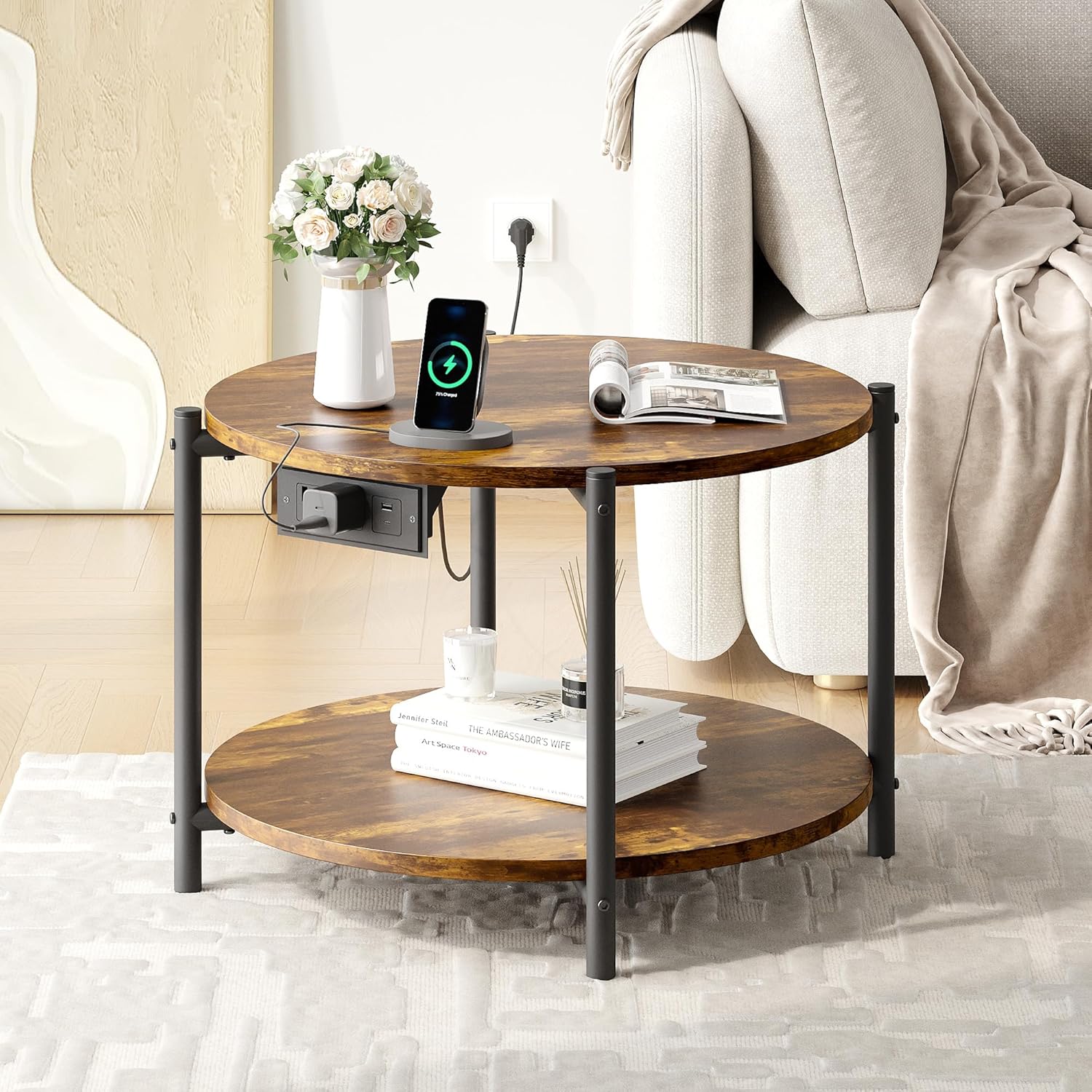 LIKIMIO 2-Tier Round End Table