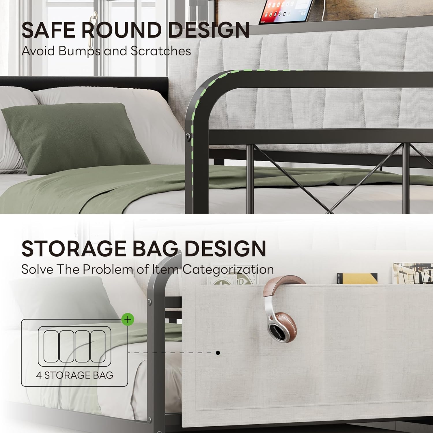 LIKIMIO Storage Trundle Sofa Bed