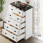 LIKIMIO 5-Drawer 43" Tall Dresser with Built-in Charging Station