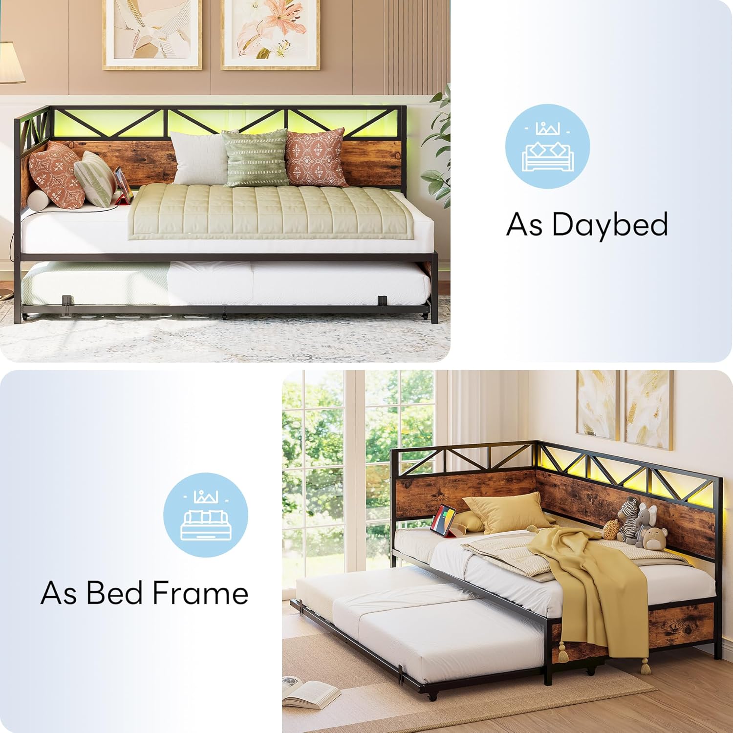 LIKIMIO 2-IN-1 Pull-Down Scroll Wheel Corner Bed