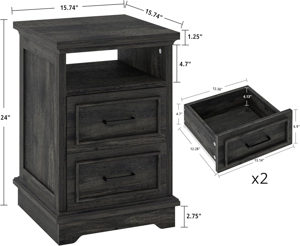 LIKIMIO Rustic Wood Nightstand