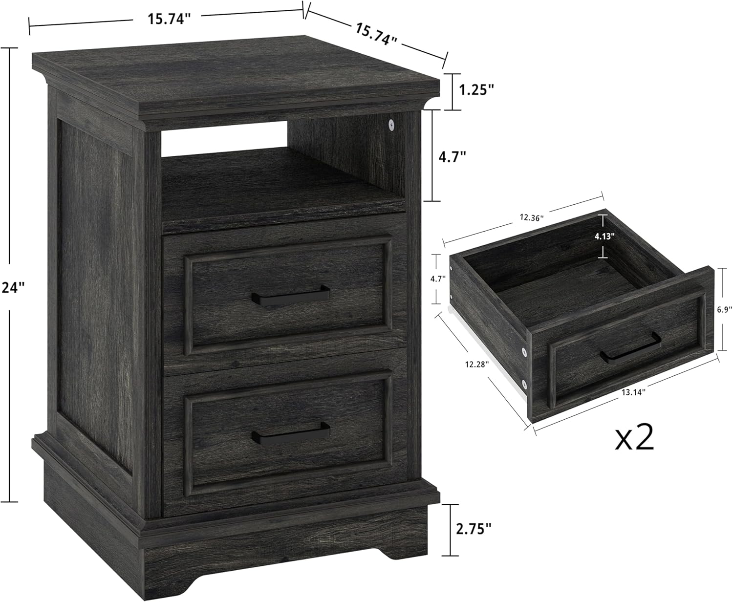 LIKIMIO Rustic Wood Nightstand