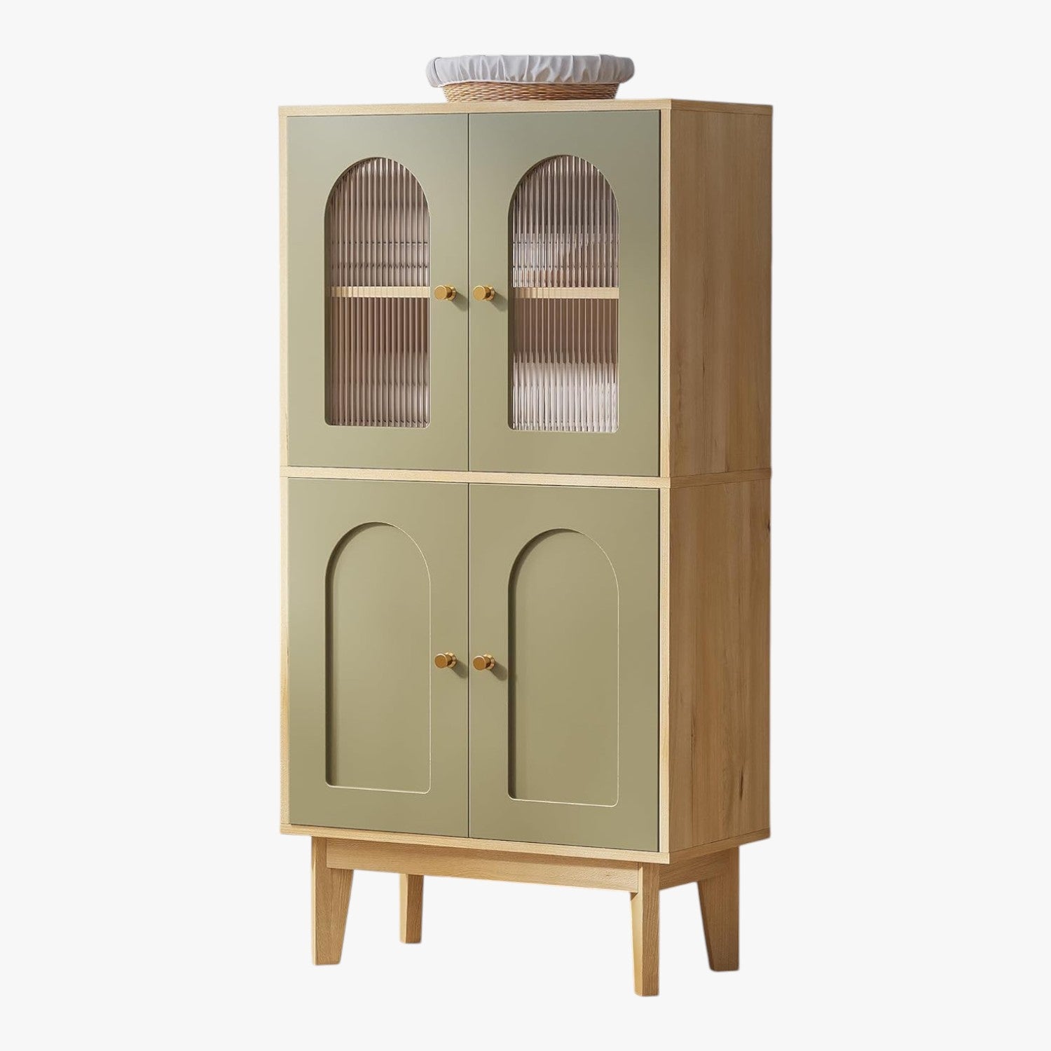 LIKIMIO 4 Doors Bathroom Storage Cabinet, Wooden Floor Cabinet