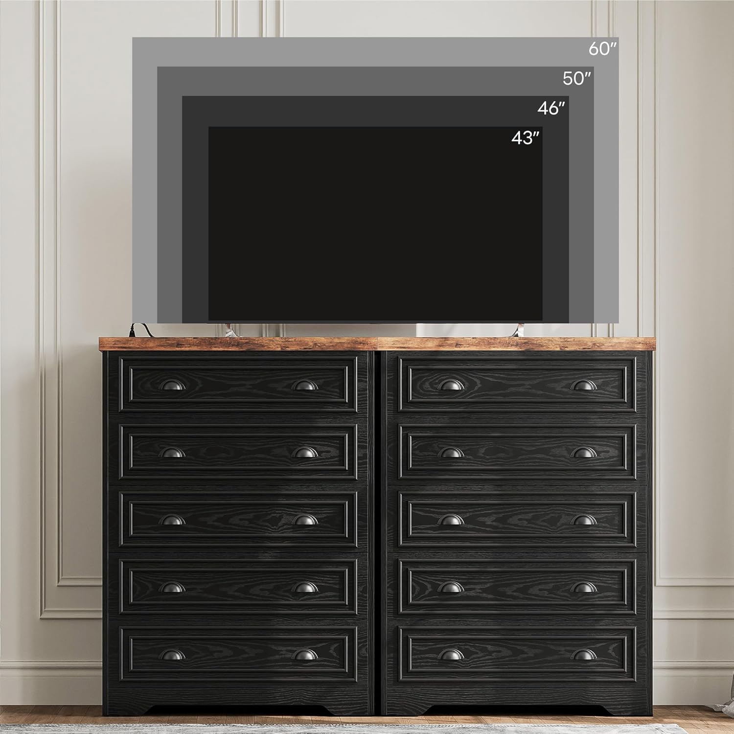 LIKIMIO Wooden 5-Drawer Dresser（43“）