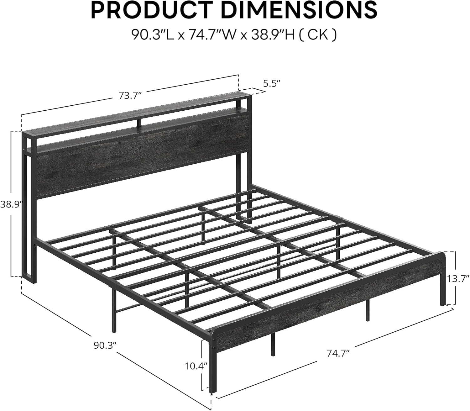 LIKIMIO Wood Grain Bed Frame