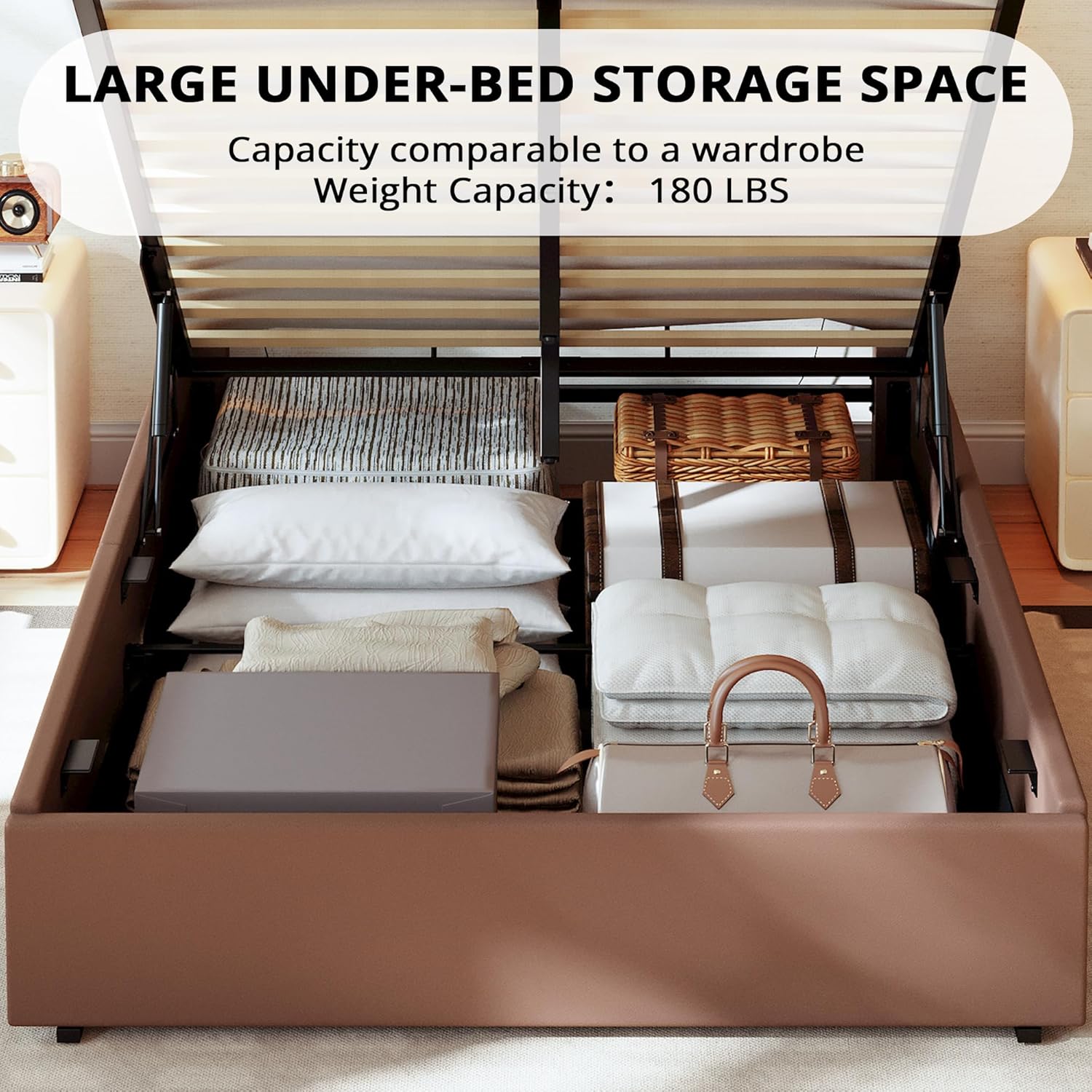 LIKIMIO Liftable Storage Bed Frame