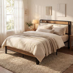 LIKIMIO Full Bed Frame, Storage Headboard with Charging Station