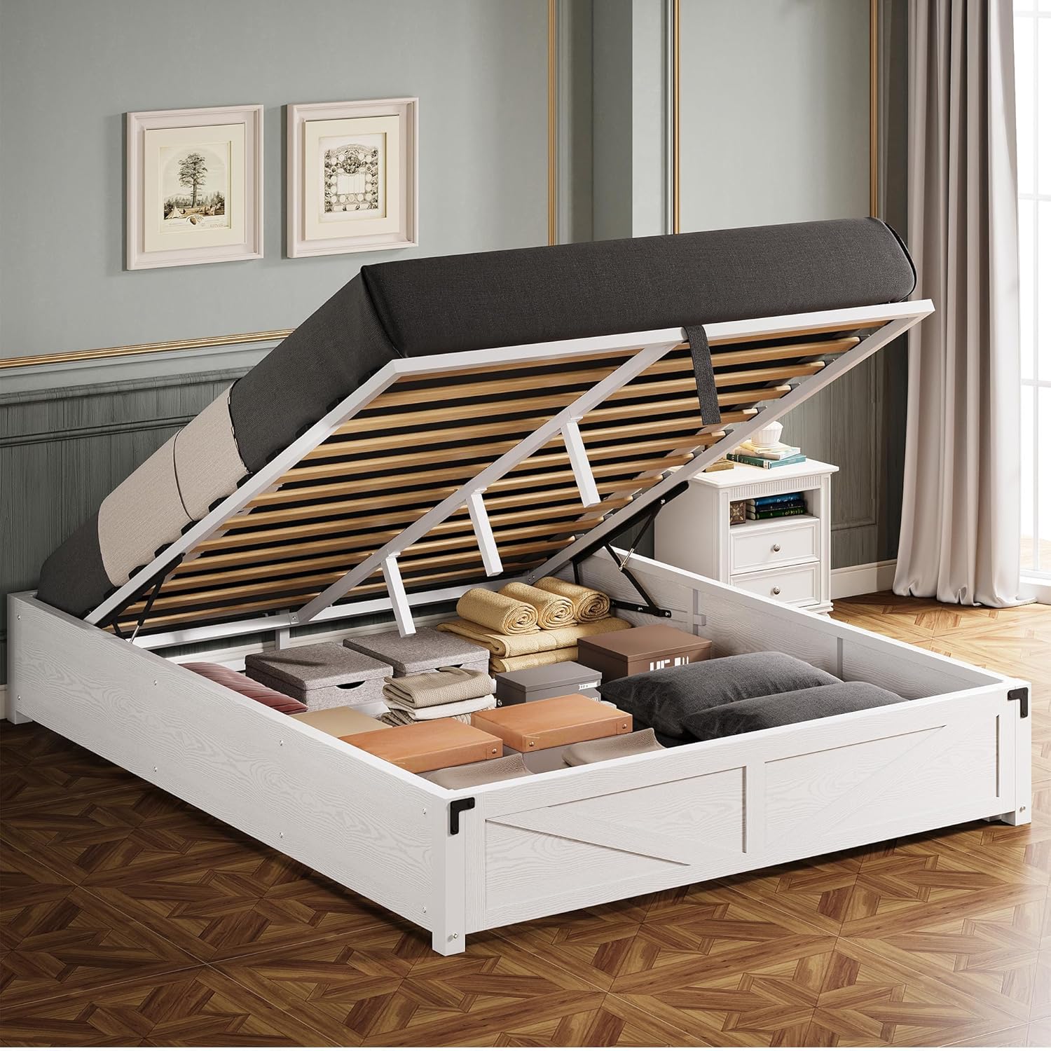 LIKIMIO Wooden Slatted Platform Bed Frame