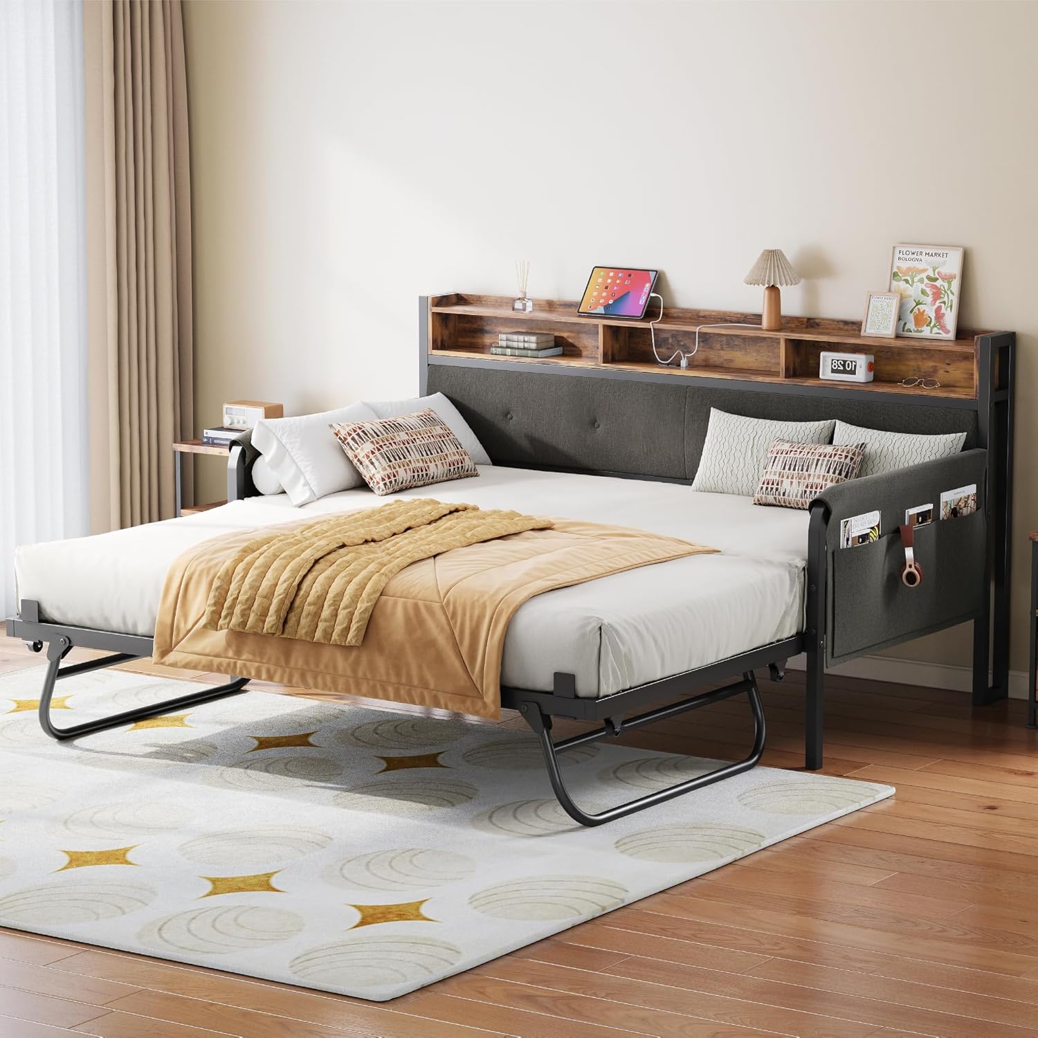LIKIMIO Storage Sofa Bed on Casters