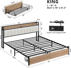 LIKIMIO Charging Storage Bed Frame