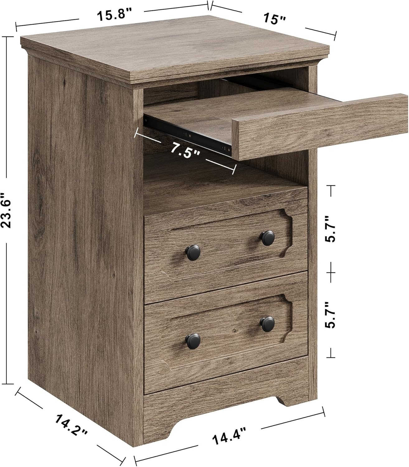LIKIMIO Wooden Pull Out Tray Nightstand