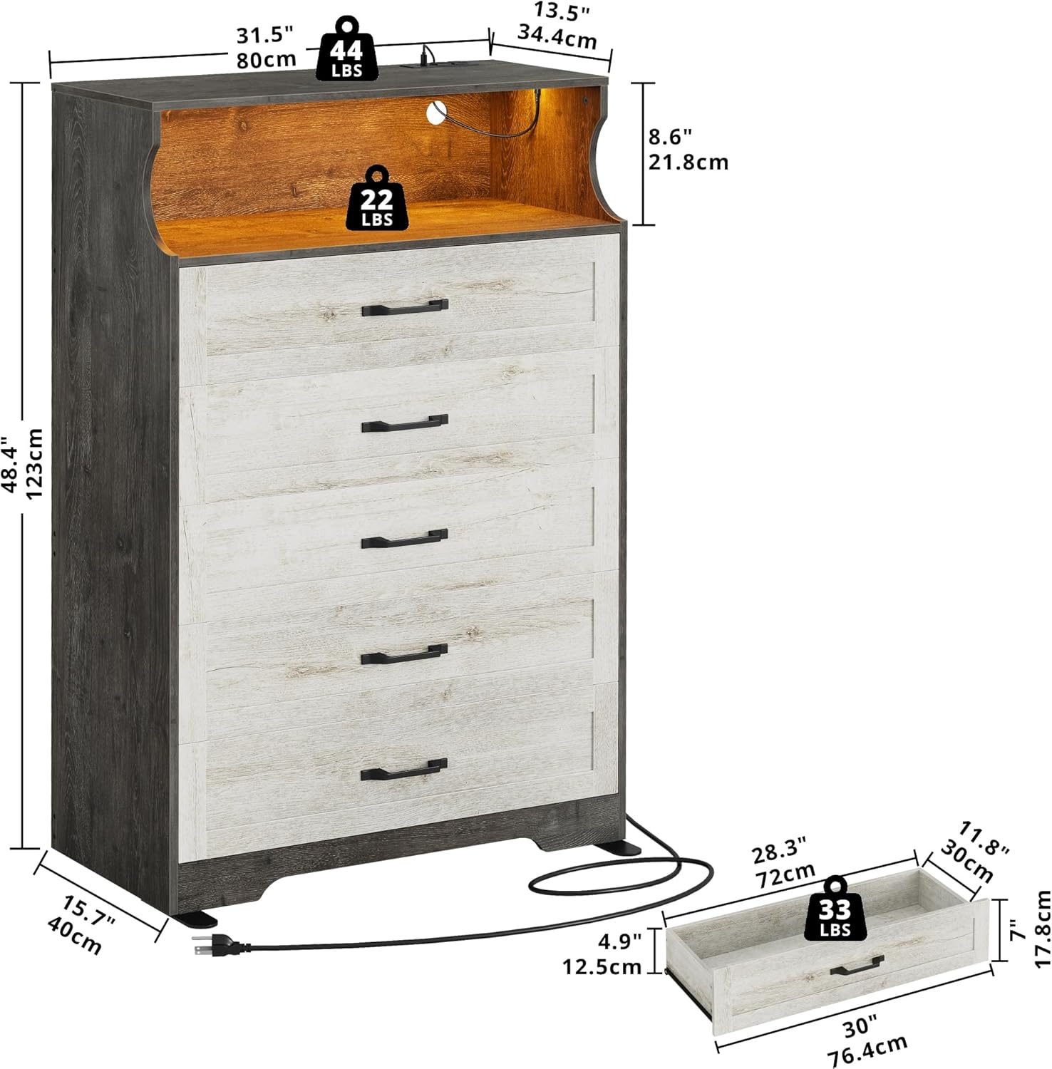 LIKIMIO LED Wooden Tallboy (48.4")